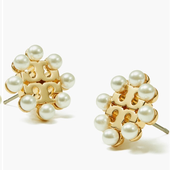 Tory Burch Kira Imitation Pearl Stud Earrings Womens Designer Earrings - Picture 6 of 6